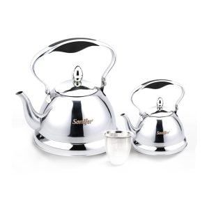 Sonifer, 2Pcs 1L/3L Elegant Stainless Steel Whistling Kettles With Filter SF-2501 - Image 1