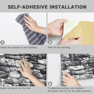 3D Self Adhesive Brick Wall Signs Vintage Brick Design 77 x 70 cm - Image 3