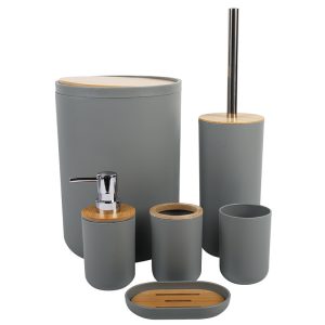 Sanitary 6-Pieces Bamboo Cover Bathroom Accessories Set - Image 7