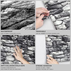 3D Self Adhesive Brick Wall Signs Vintage Brick Design 77 x 70 cm - Image 5