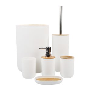Sanitary 6-Pieces Bamboo Cover Bathroom Accessories Set - Image 10
