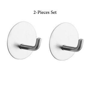 2-Pieces Heavy Duty No Drill Stainless Steel Self Adhesive Hooks 1004-2/5 - Image 7