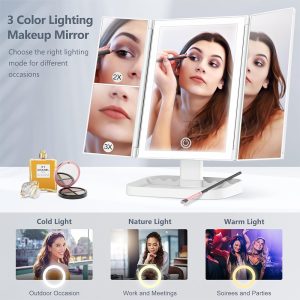 Makeup Mirror Trifold With LED light - Image 4