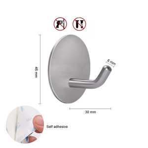 2-Pieces Heavy Duty No Drill Stainless Steel Self Adhesive Hooks 1004-2/5 - Image 6
