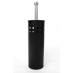 Stainless Steel Toilet Brush With Cylindrical Container Holder ( Black ) - Image 3