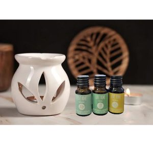 Ceramic Oil Burner With 3 Bottles Of Essential Oil 10 ml - Image 3