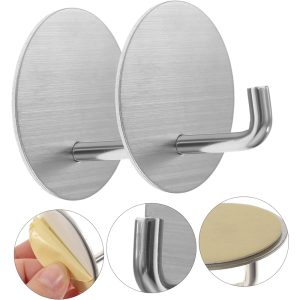 2-Pieces Heavy Duty No Drill Stainless Steel Self Adhesive Hooks 1004-2/5 - Image 4