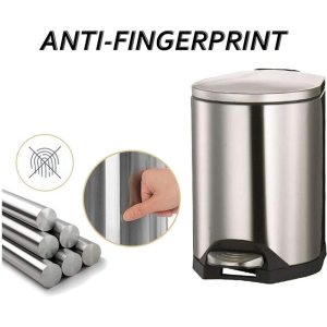 Heavy Duty Rectangular Stainless Steel Trash Can With Lid & Pedal - Image 5