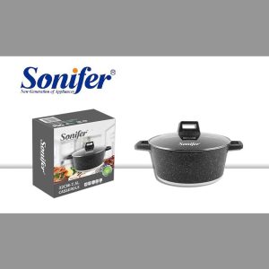 Sonifer, 7.5L Wear-Resistant Non-Stick Granite Casserole With Glass Lid SF-1127-32cm (D32 x H13) cm - Image 3