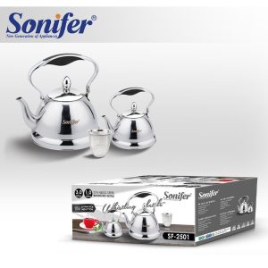 Sonifer, 2Pcs 1L/3L Elegant Stainless Steel Whistling Kettles With Filter SF-2501 - Image 4