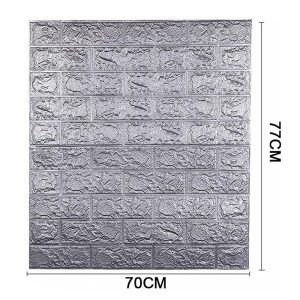 Brick 3D Foam Wall Sticker Grey 77 x 70 x 0.6 cm - Image 3