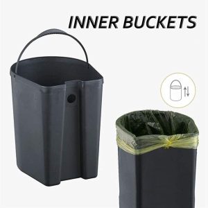 Heavy Duty Rectangular Stainless Steel Trash Can With Lid & Pedal - Image 6