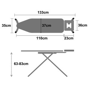 Steam Permeable Iron Board Heat Resistant Cloth Cover Wide (L133 x W37 x T4)cm - Image 3