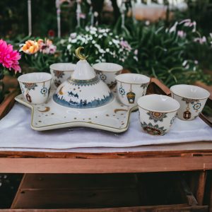 Ramadan, 6-Pieces Ceramic Coffee Cup With Tray And Built-In Candy Jar - Image 4