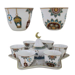 Ramadan, 6-Pieces Ceramic Coffee Cup With Tray And Built-In Candy Jar - Image 5