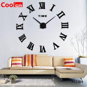 DIY Wall Clock 3D Mirror, Roman Number ZH019-Black - Image 3