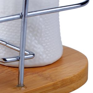 Ceramic Salt & Pepper Pot With Bamboo Base - Image 3