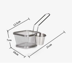 Stainless Steel Fries Basket With Sauce Bowl - Image 5