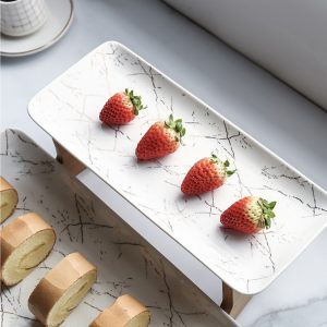 2-Tier Ceramic Bowl With Bamboo Stand For Fruit & Snacks - Image 3