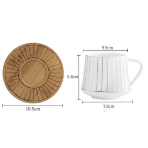 Ceramic Tea 6 Cups 90oz With 6 Bamboo Plates - Image 4