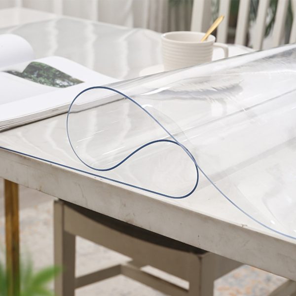 thumbnail interactive-video image 1 of Heavy Duty Clear Plastic Table Cover – Round, Waterproof, Reusable Party Protector 1 of 3