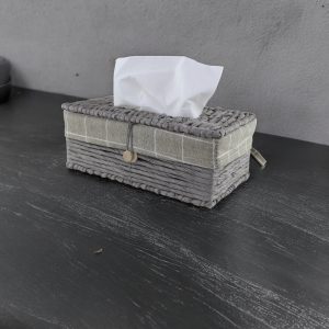 Cool Gift, Straw Tissue Box With Linen Fabric - Image 3