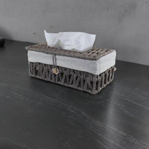 Cool Gift, Straw Tissue Box With Linen Fabric - Image 3