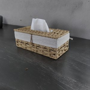 Cool Gift, Straw Tissue Box With Linen Fabric - Image 3