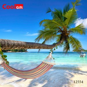 200x100cm Single Leisure Cotton Canvas Stripes Hammock - Image 4