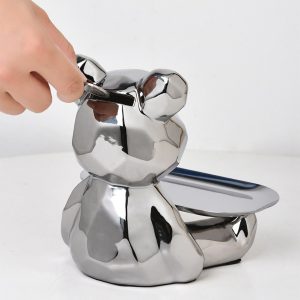 Ceramic Plating Bear Statue With Tray For Storage - Image 4