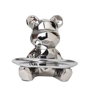 Ceramic Plating Bear Statue With Tray For Storage - Image 5