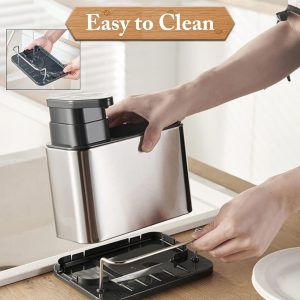 Stainless Steel Kitchen Sink Soap Dispenser with Removable Drain Tray - Image 3