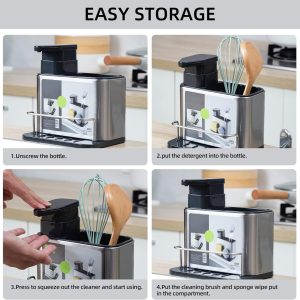 Stainless Steel Kitchen Sink Soap Dispenser with Removable Drain Tray - Image 5