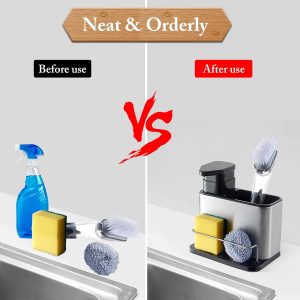 Stainless Steel Kitchen Sink Soap Dispenser with Removable Drain Tray - Image 4