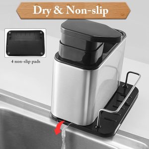 Stainless Steel Kitchen Sink Soap Dispenser with Removable Drain Tray - Image 6