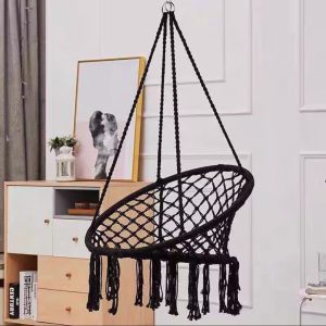 Cotton Hammock Hanging Chair Swings Comfortable Sturdy Knitted For Living Room & Patio - Image 10