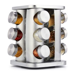 12-JARS 100ML Stainless Steel Rotating Seasoning Spice Jar Set