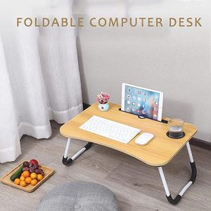 Laptop Desk Foldable Bed Tray With Cup Holder & Handle - Image 3