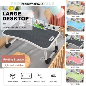 Laptop Desk Foldable Bed Tray With Cup Holder & Handle - Image 1