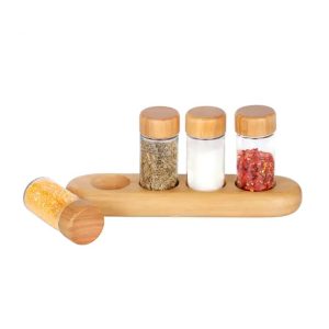 4 Jar Seasoning Bottle Set With Base Holder M-04 (D4 x H10)cm - Image 3