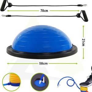 58cm Balance Half Ball Trainer With Resistance Bands & Foot For Exercises - Image 3