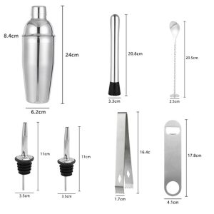 8-Pieces Stainless Steel Cocktail Shaker  Set - Image 4