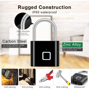 Fingerprint Padlock for Locker, Gym, Door, Luggage - Image 3