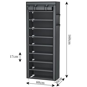 9-Tier Extra Thicken Poles Shoe Rack Stand With Cover #8858-10 - Image 7