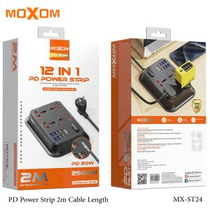 Moxom MX-ST24 12in1 PD Power Strip 2m Cable Length - Image 2