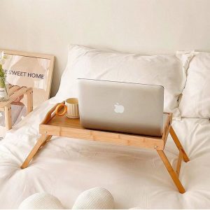 Bamboo Bed Tray Table with Folding Legs - Image 6