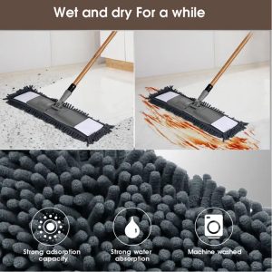 Bamboo  Handle Stick Flat Mop Floor Cleaning Mop - Image 3