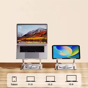 Aluminum Rotating Laptop Stand Holder Adjustable with Rotating Base - Image 3