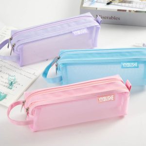 YIYIBUSHE Double Zipper Mesh Pen Case Clear Trial Pencil 86163 - Image 3