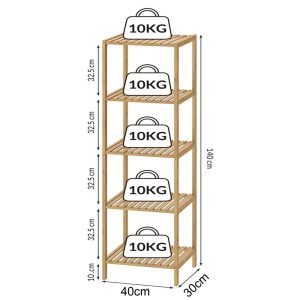 Bamboo Storage Shelf 5-Tier 140 x 30 x 40cm - Image 3